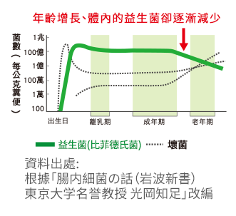 隨年齡增長,逐漸減少的益生菌